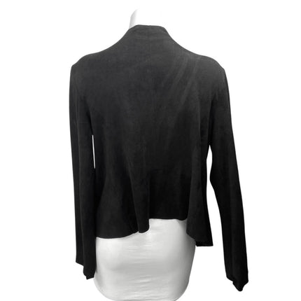 Bianco Women's Black Open Front Long Sleeve Cropped Cardigan Sweater Top Size M