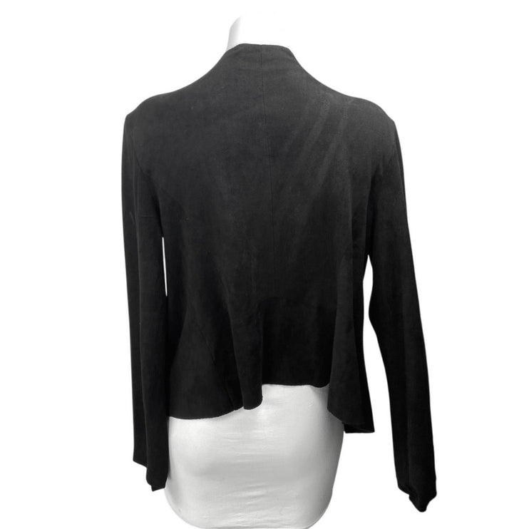 Bianco Women's Black Open Front Long Sleeve Cropped Cardigan Sweater Top Size M