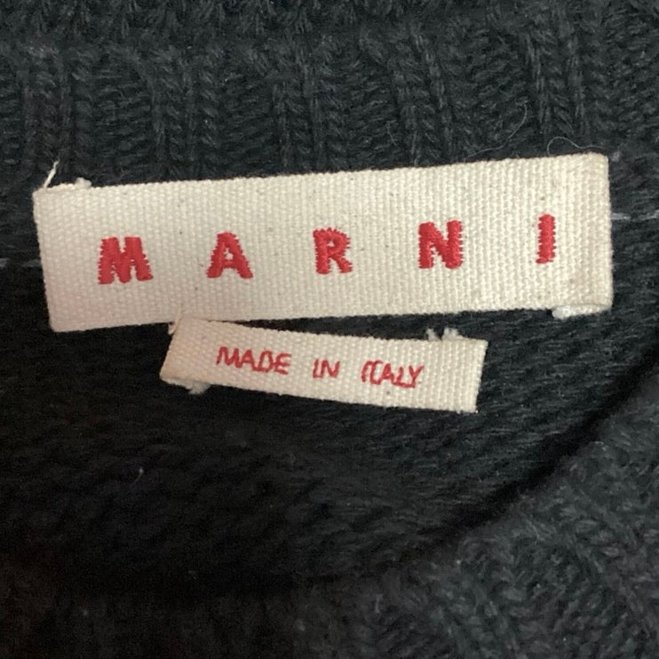 Marni Multicolor Cable Knit Colorblock Crewneck Long Sleeve Pullover Sweater S