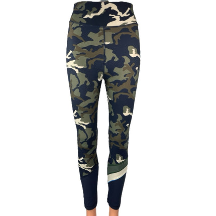 The Upside Navy Green Camo Camouflage High Waist Workout Ankle Leggings Pants 6