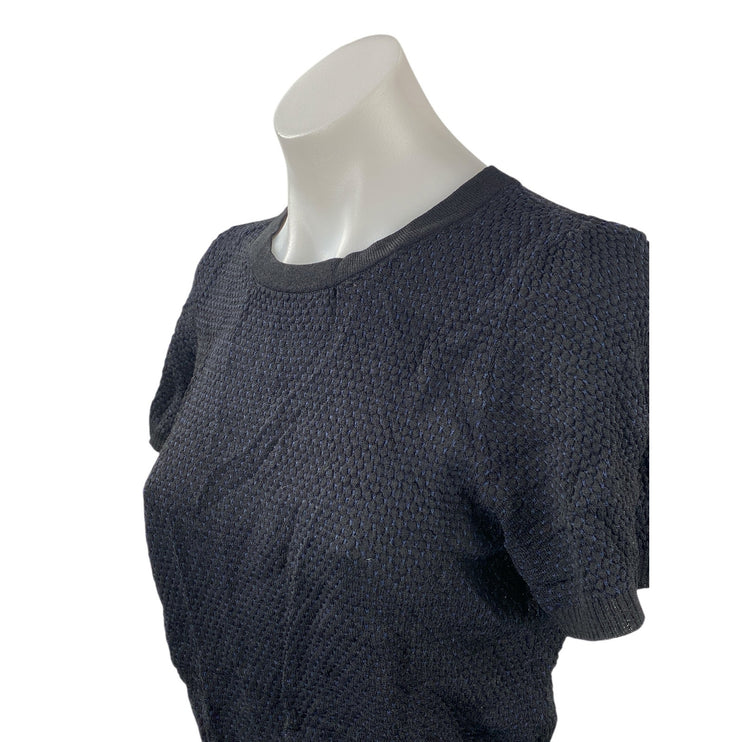 Zara Women's Black Knit Short Sleeve Crew Neck Sweater T Shirt Tee Top Size M