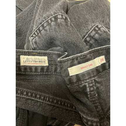 Levi's Baggy Dad Womens Black High Waist Relaxed Wide Leg Denim Jeans Pants 28