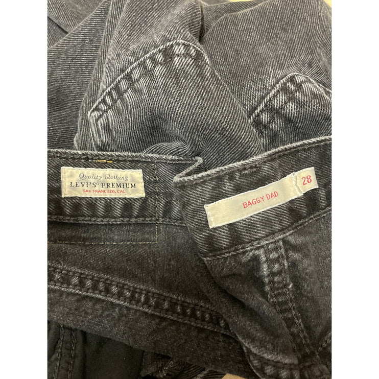 Levi's Baggy Dad Womens Black High Waist Relaxed Wide Leg Denim Jeans Pants 28
