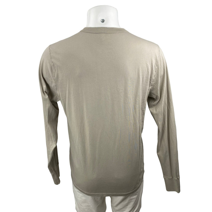 SKU Save Khaki United Men's Beige Long Sleeve Henley T Shirt Tee Top Size L
