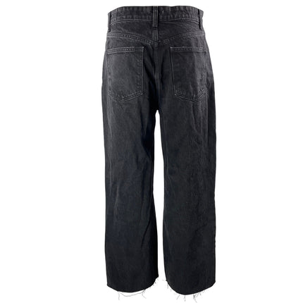 Zara Women's Black High Waisted Distressed Wide Leg Baggy Denim Jeans Size 8