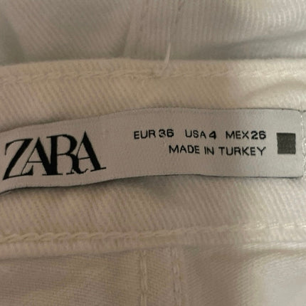 Zara Women's White High Waisted Wide Leg Baggy Palazzo Denim Jeans Size 4