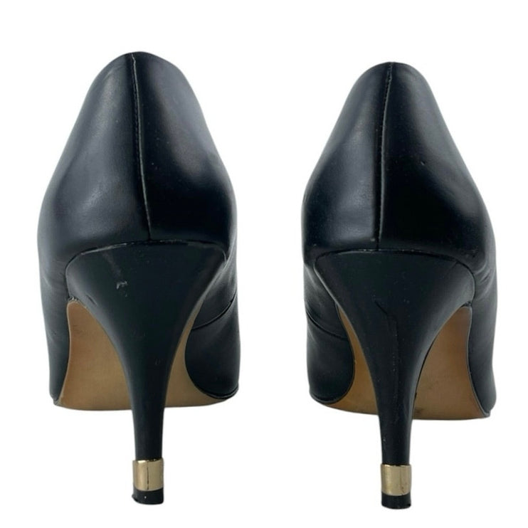 Apt. 9 Rubi Womens Black Pointed Toe Gold Metal Cap Stiletto Heels Pumps Shoes 9