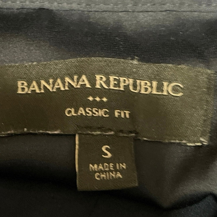 Banana Republic Women's Navy Blue Silk Satin Long Sleeve Button Down Shirt Top S