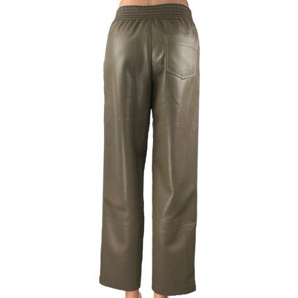 Aritzia Wilfred Brown Faux Vegan Leather Wide Leg High Waist Trousers Pants 2XS
