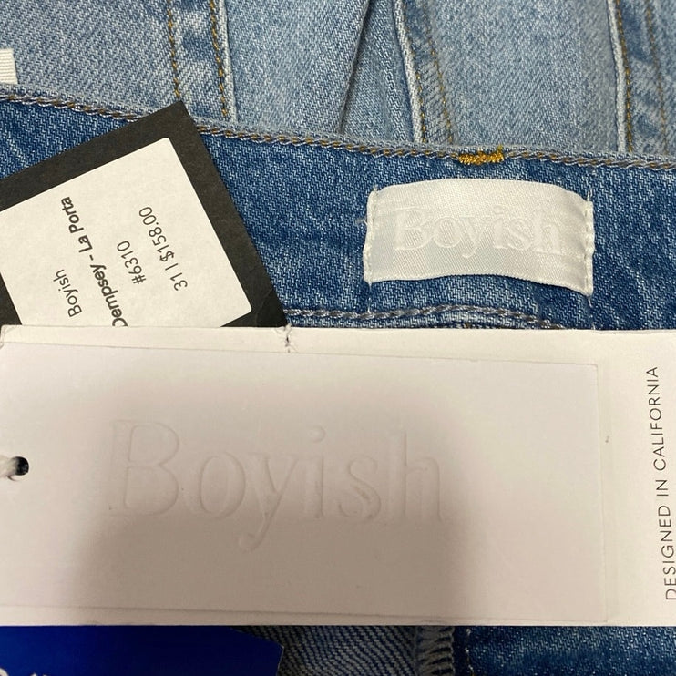 NEW Boyish The Dempsey Blue Laporta Wash High Rise Straight Denim Jeans Size 31
