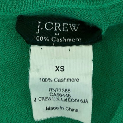 J.Crew Green 100% Cashmere Button 3/4 Sleeve Knit Cardigan Sweater Top Size  XS