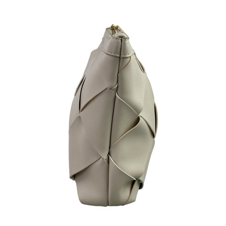 Aqua Ivory White Women's Weave Interlaced Braded Purse Clutch Pouch Handbag OS