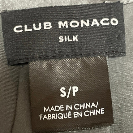 Club Monaco Women's Gray 100% Silk V Neck Long Sleeve Button Down Shirt Size S