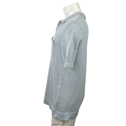 Art of Rhetoric Men's Blue Short Sleeve Open Knit Pocket Polo Shirt Top Size L