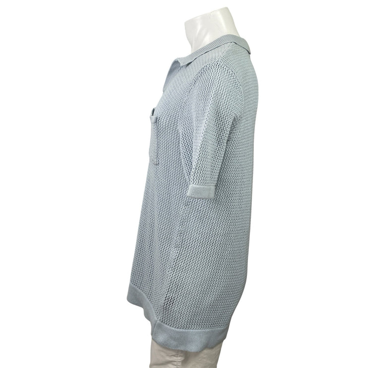 Art of Rhetoric Men's Blue Short Sleeve Open Knit Pocket Polo Shirt Top Size L