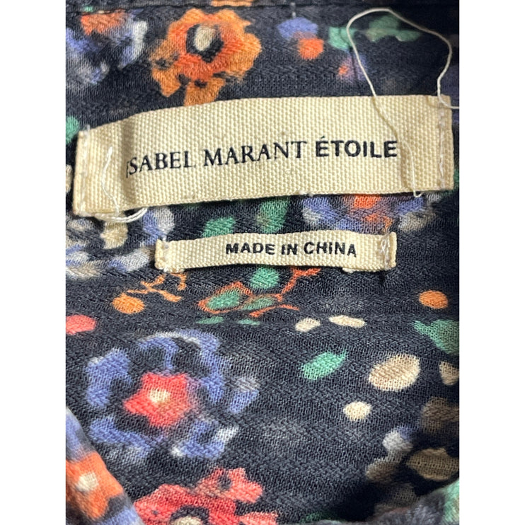 Isabel Marant Brenda Multicolor Floral Long Sleeve Button Down Shirt Top Sz S/M
