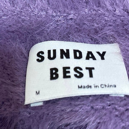 Aritzia Sunday Best Purple Fuzzy Faux Fur Button Crop Cardigan Sweater Top Sz M