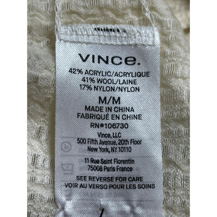 Vince Women's Yellow Cream Textured Long Sleeve Crew Neck Blouse Top Size M