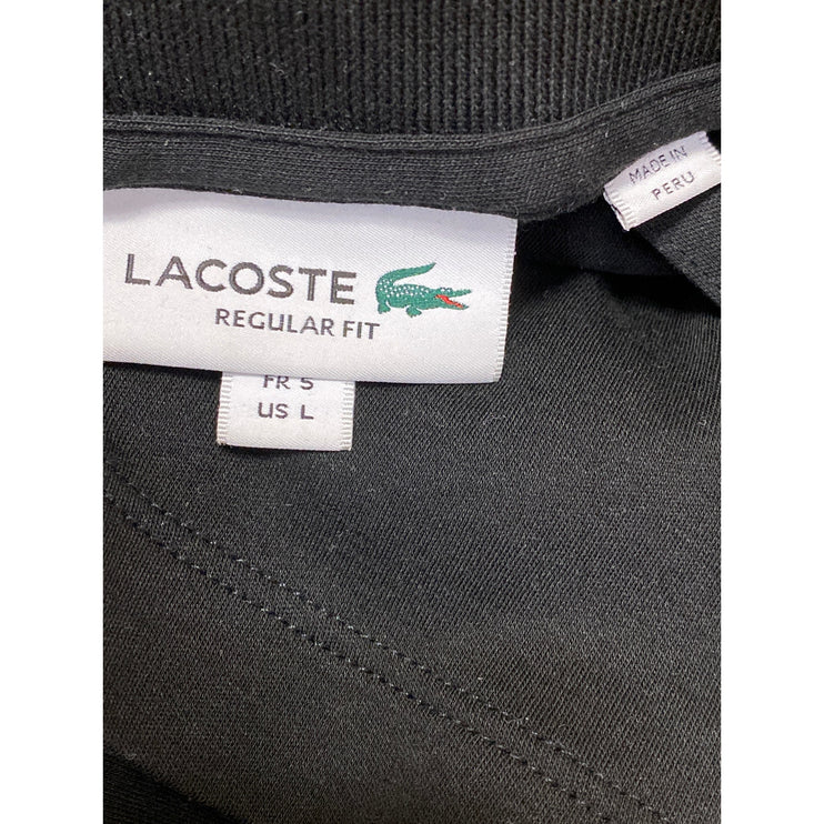 Lacoste Men's Black Logo Short Sleeve Golf Collared Casual Polo Shirt Top Size L