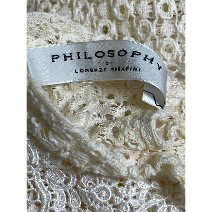 Philosophy Cream Floral Lace Embroidered Mock Neck Long Sleeve Blouse Top Size S