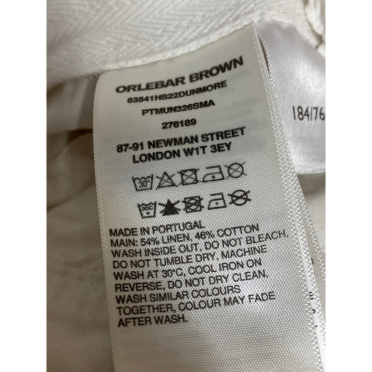 Orlebar Brown Men's White Linen High Rise Wide Leg Utility Trousers Pants Sz 30