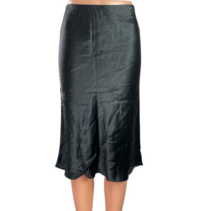 Aritzia Babaton Womens Black Silky Satin Knee Length Midi A-line Slip Skirt 00
