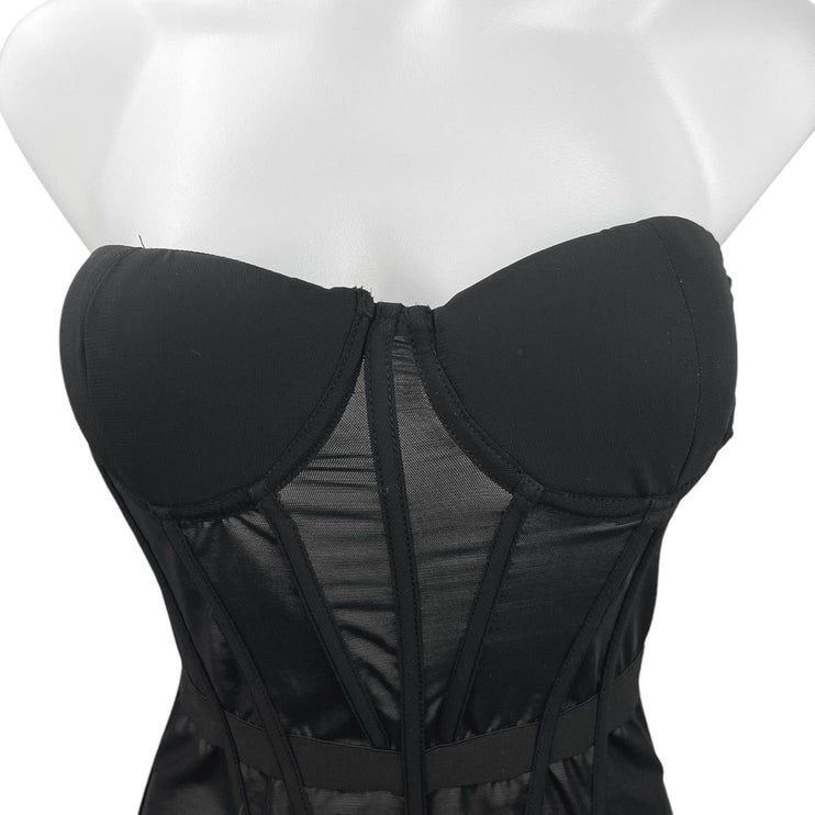 Heiress Beverly Hills Black Mesh Sweetheart Neck Padded Bustier Corset Top XXS