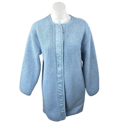 Aritzia Wilfred Free Blue Faux Sherpa Long Sleeve Snap Longline Jacket Size XS