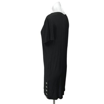 Madewell Women's Black Deep V Short Sleeve Button Hem T Shirt Mini Dress Size S