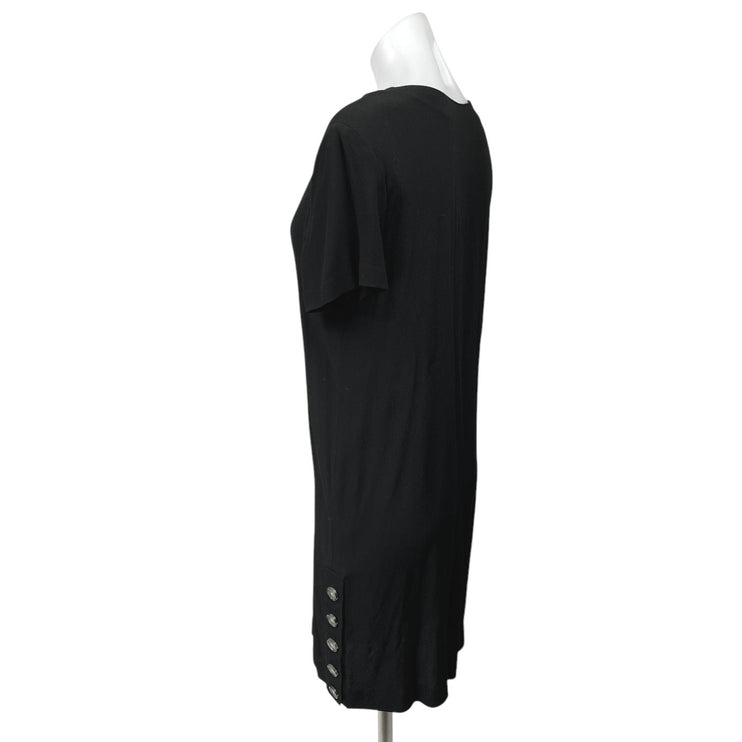 Madewell Women's Black Deep V Short Sleeve Button Hem T Shirt Mini Dress Size S