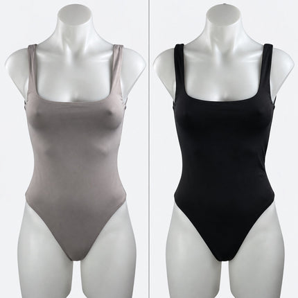 Aritzia Babaton Black Gray Sleeveless Square Neck Shapewear Bodysuits Top Size S