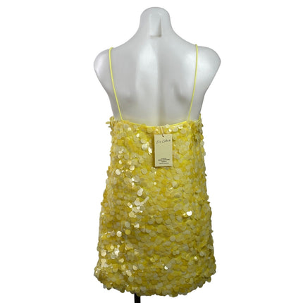 NEW Easy Clothes Yellow Sequin Sparkly Sleeveless Cami Tank Mini Dress Size S