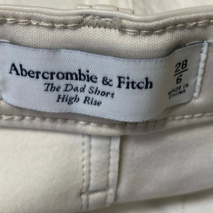 Abercrombie & Fitch The Dad Women's White High Waisted Denim Jean Shorts Size 28