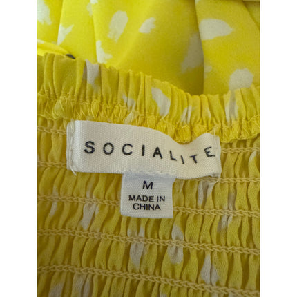 Socialite Yellow Sleeveless Printed Cami Camisole Tank Fit & Flare Mini Dress M
