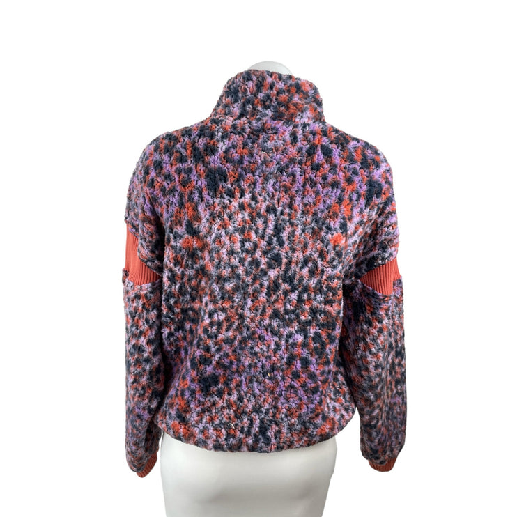 JoyLab Womens Purple Cheetah Leopard 1/2 Zip Long Sleeve Sweater Jacket Top XS