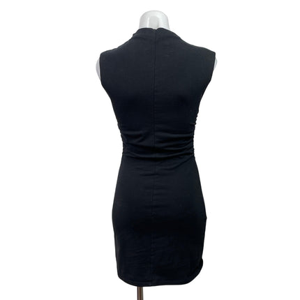 Reformation Alden Black High Cowl Neck Sleeveless Knit Mini Bodycon Dress Sz XS