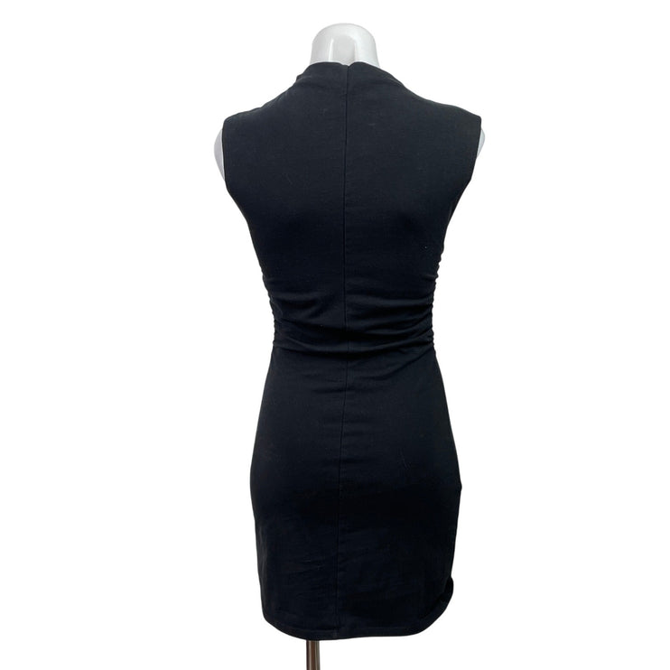 Reformation Alden Black High Cowl Neck Sleeveless Knit Mini Bodycon Dress Sz XS