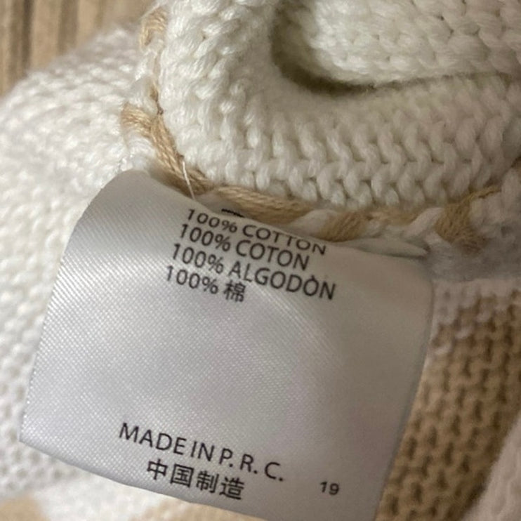 Brandy Melville Beige White Striped Colorblock Long Sleeve Sweater Top Size S