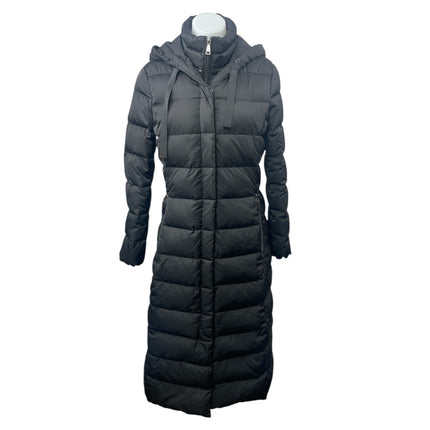 Tahari Women's Black Hoodied Full Zip Puffer Quilted Maxi Long Coat Jacket Sz S