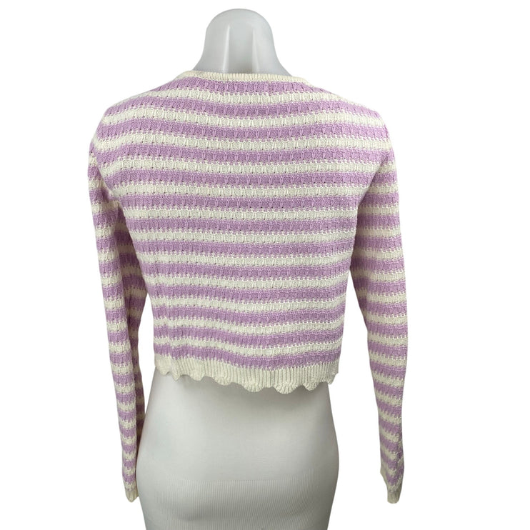 Willow & Wind Purple Lilac Striped Crop Tank Top Cardigan 2 Piece Set Size M
