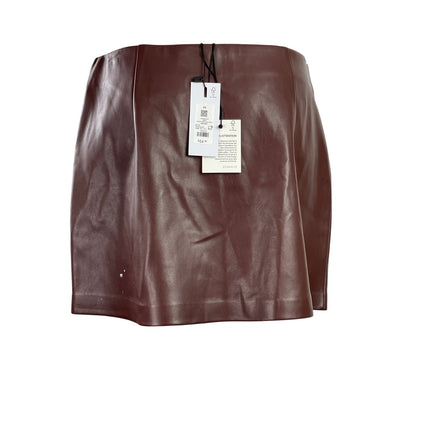 NEW Dynamite Kylie Brown Faux Leather Vegan High Waist Straight Mini Skirt Sz M