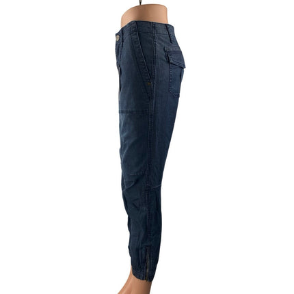 NEW Sanctuary Women's Blue Mid Rise Tapered Cropped Jogger Denim Jeans Size 26