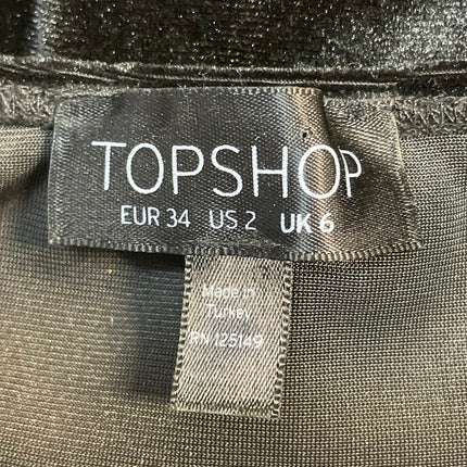 Topshop Women's Black Sleeveless Mini Cami Camisole Tank Flare A-Line Dress Sz 2