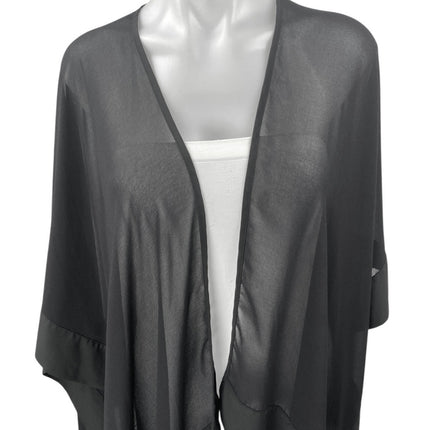 Karl Lagerfeld Black Mesh Sheer Kimono Open Cardigan Beach Cover Up Top OS