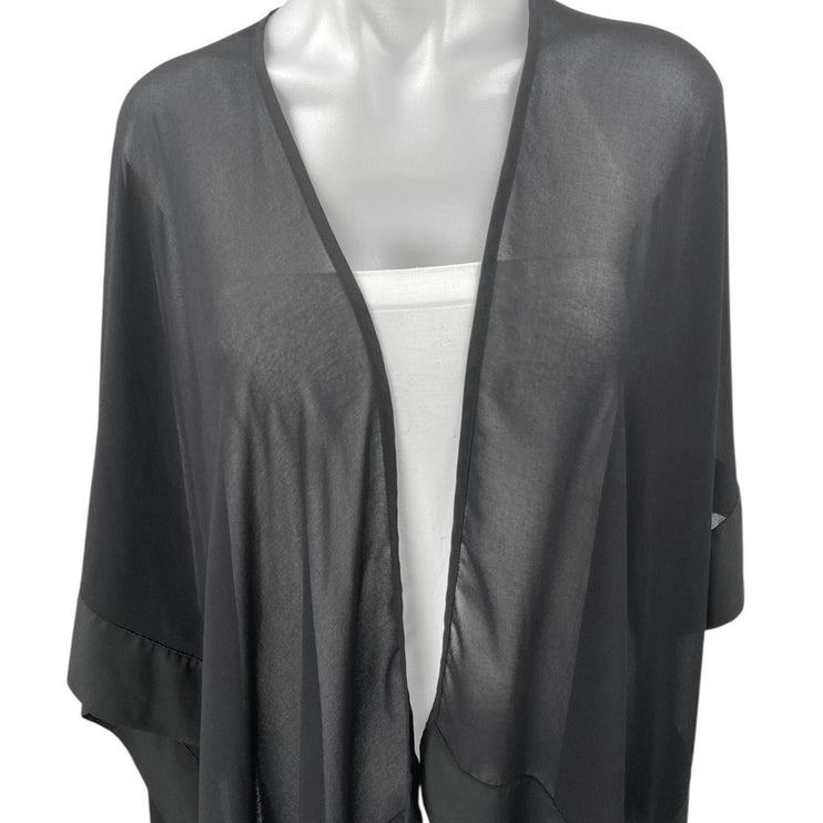 Karl Lagerfeld Black Mesh Sheer Kimono Open Cardigan Beach Cover Up Top OS