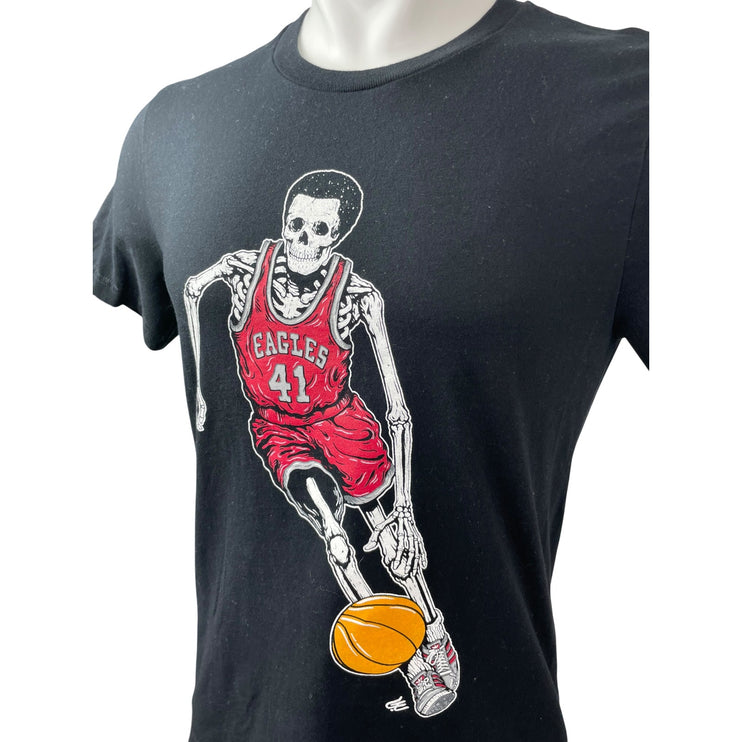 Runaway Men's Black Eagles 41 Skeleton Player Basketball T Shirt Tee Top Size M