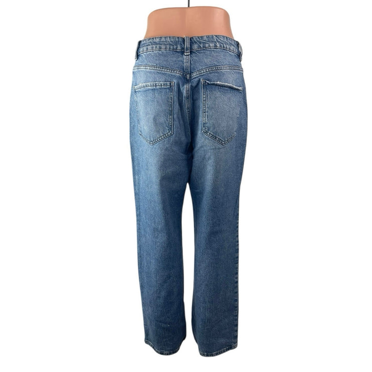 Garage Denim Blue medium Wash High Waisted Straight Wide Leg Jeans Pants Size 29