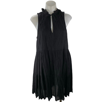 Aritzia Wilfred Black Sleeveless Ruffle Gauze Mini Swing A Line Dress Size S
