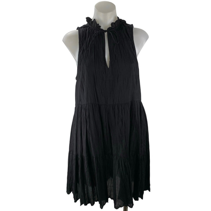 Aritzia Wilfred Black Sleeveless Ruffle Gauze Mini Swing A Line Dress Size S