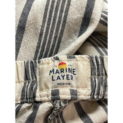 Marine Layer Women's Gray White Striped High Rise Straight Trousers Pants Size M